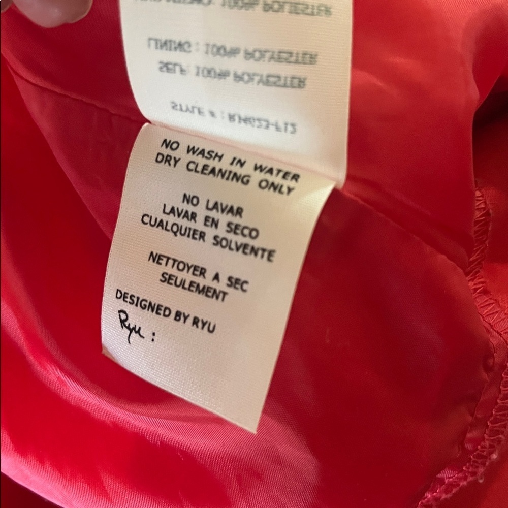 RYU Red Textured Polyester Pleated Ruffle Snap Up Jacket, size S - Picture 10 of 10